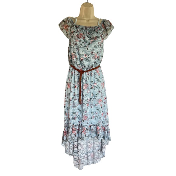 No Boundaries Dresses & Skirts - NO BOUNDARIES Blue Floral Lace High Low Dress Junior Large